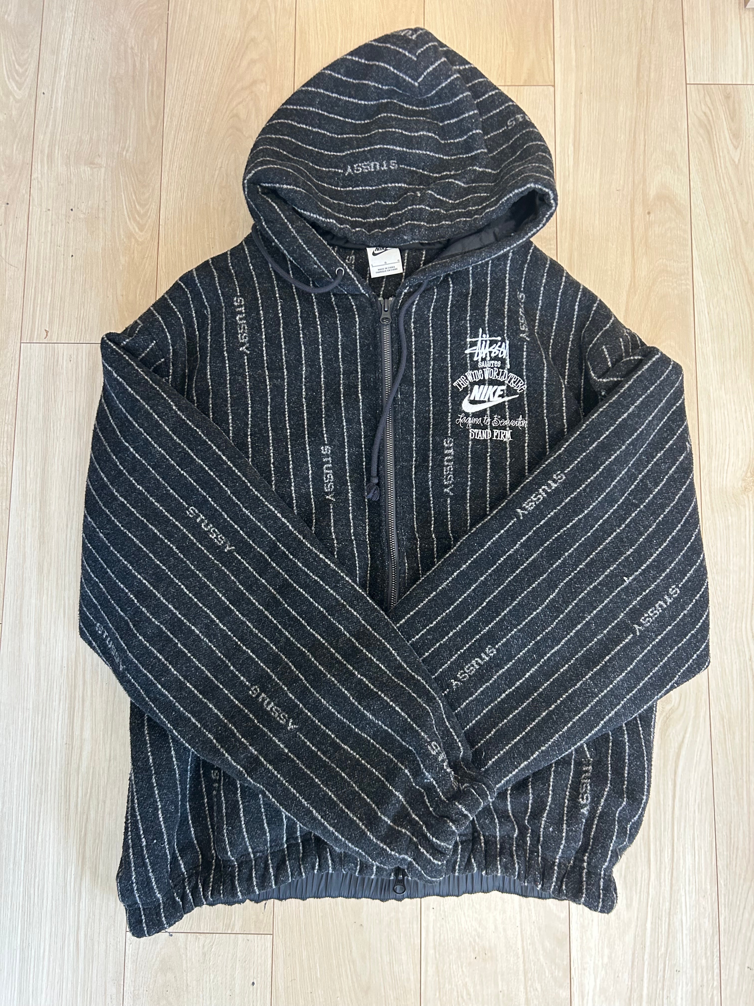 Stussy x Nike Striped Wool Jacket "Black"