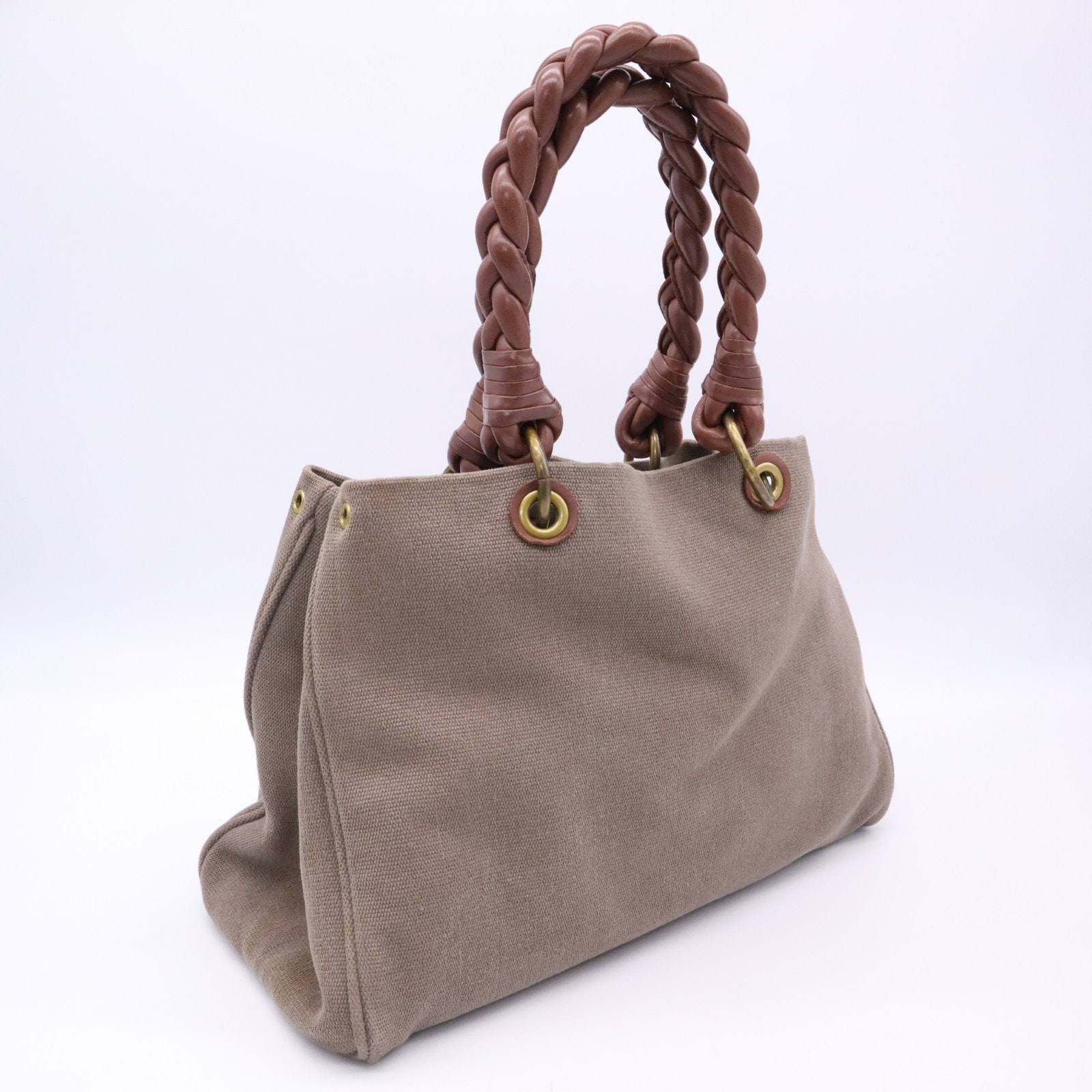 BOTTEGAVENETA ボッテガヴェネタ キャンバス トートバッグ 195976 ハンドバッグ ブラウン キャンバス レディース