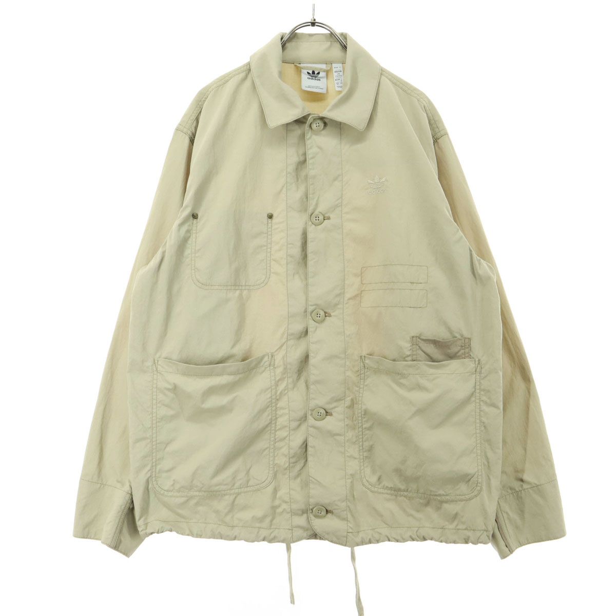 adidas アディダス トレフォイルロゴ 長袖 ナイロンジャケット M ベージュ