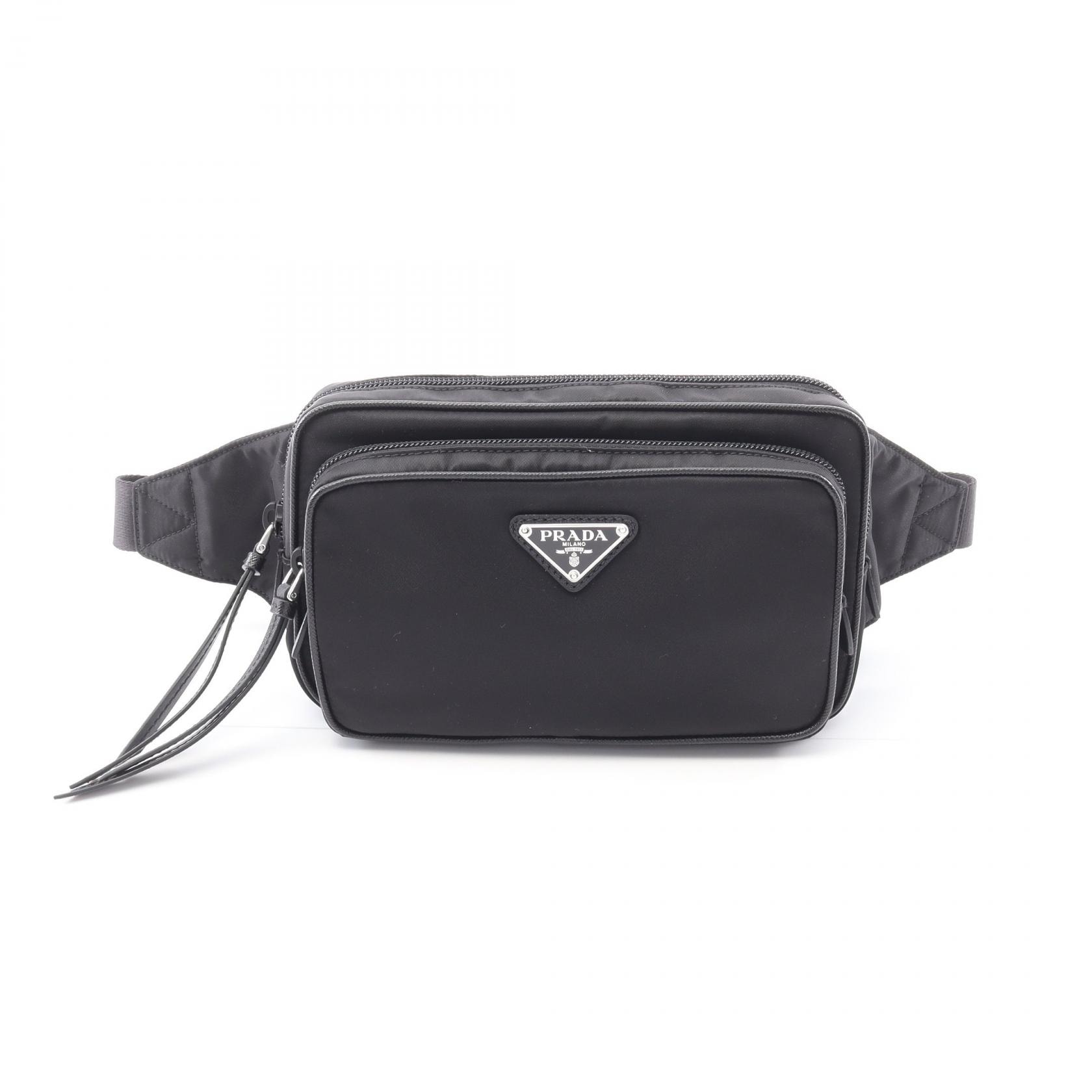 プラダ PRADA TESSTO + SAFFIANO ウエストバッグ ボディバッグ バッグ ナイロン サフィアーノレザー メンズ レディース ブラック系 1BL010 VYOORV44F0002 【新品】