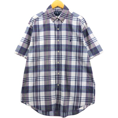 古着 ラルフローレン Ralph Lauren BLAKE 半袖 ボタンダウン チェックシャツ メンズL相当/eaa546822