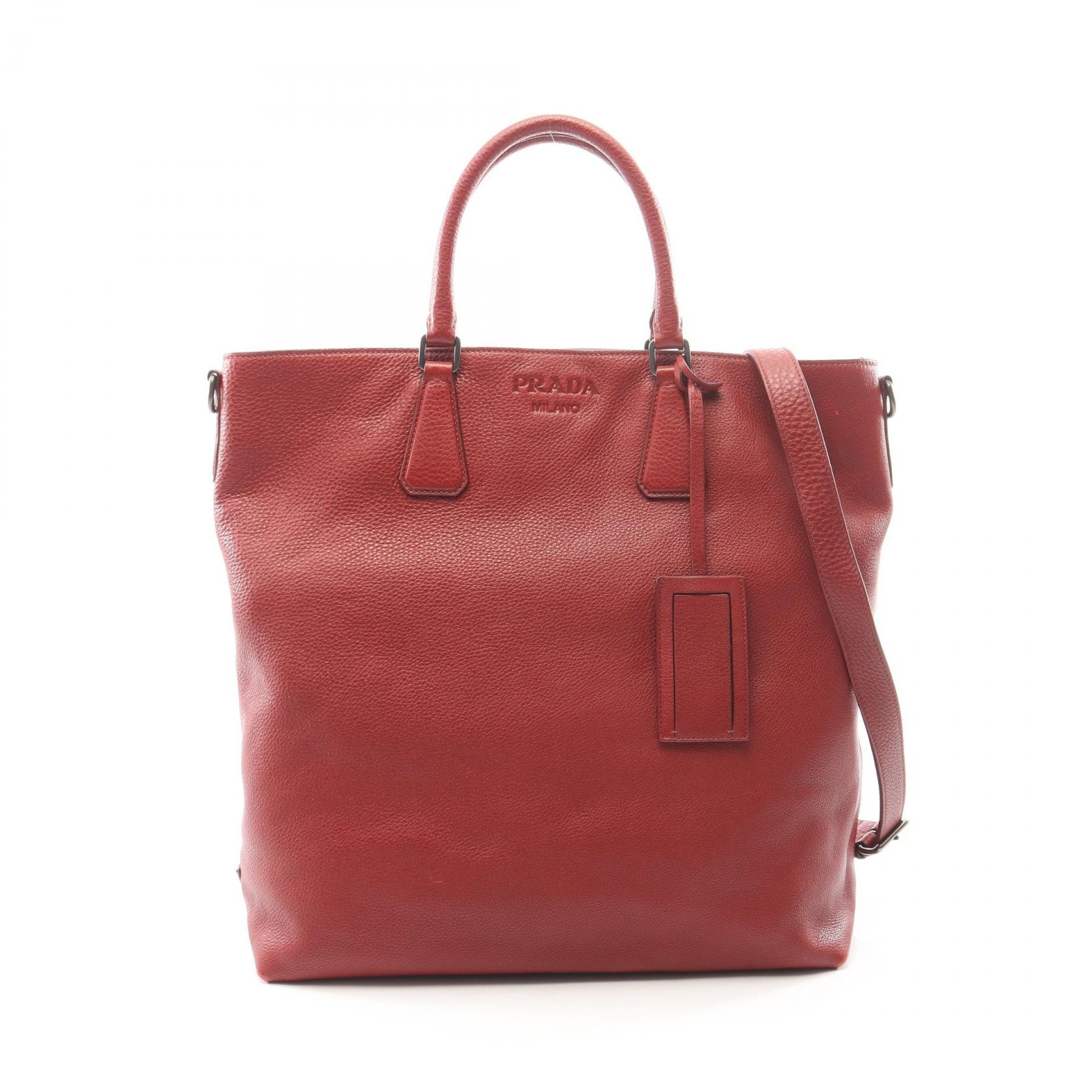 プラダ PRADA 2WAY トートバッグ バッグ レザー レディース レッド系 【中古】