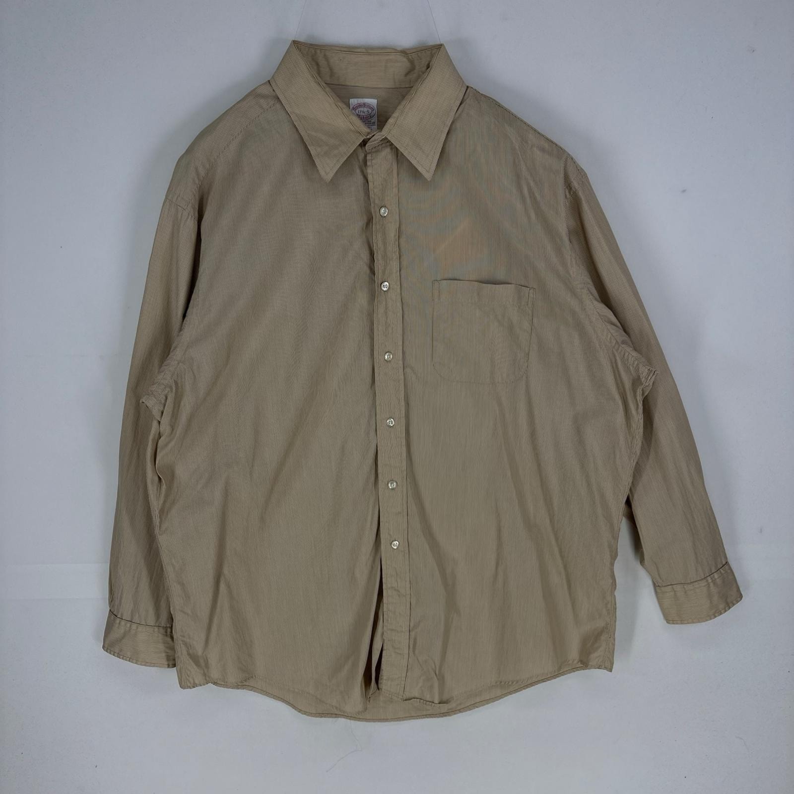 古着 90's/90年代 ブルックスブラザーズ Brooks Brothers USA製 長袖シャツ Makers XL  ベージュ系 ストライプ メンズ