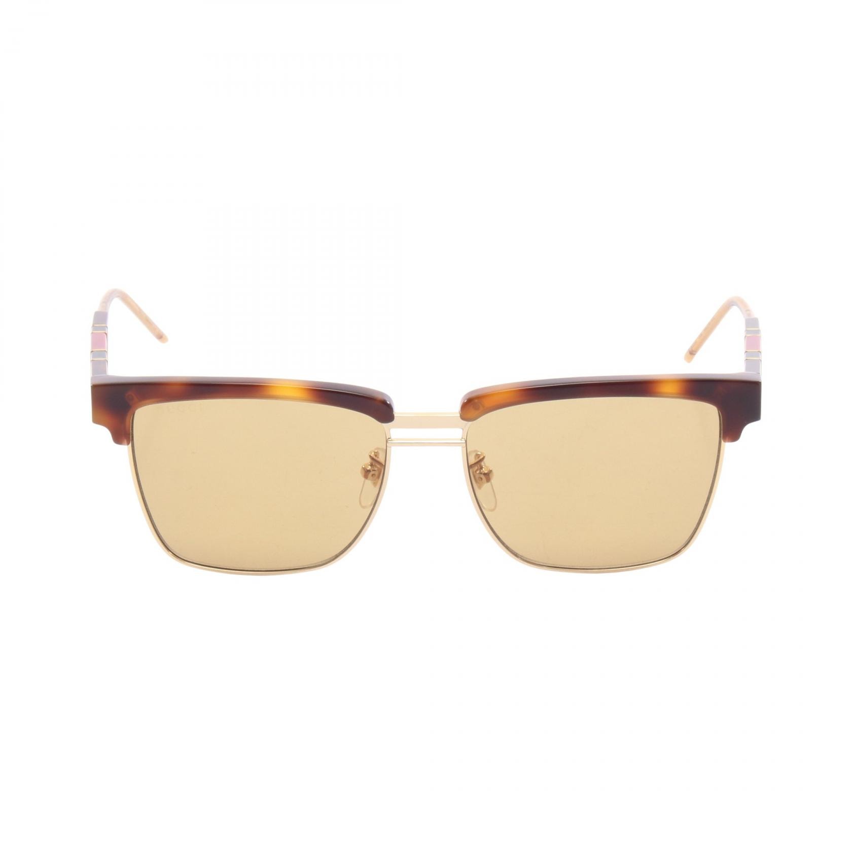 グッチ GUCCI シェリーライン べっ甲柄 ブロー サングラス 衣料品 プラスチック メンズ ブラウン系 【中古】