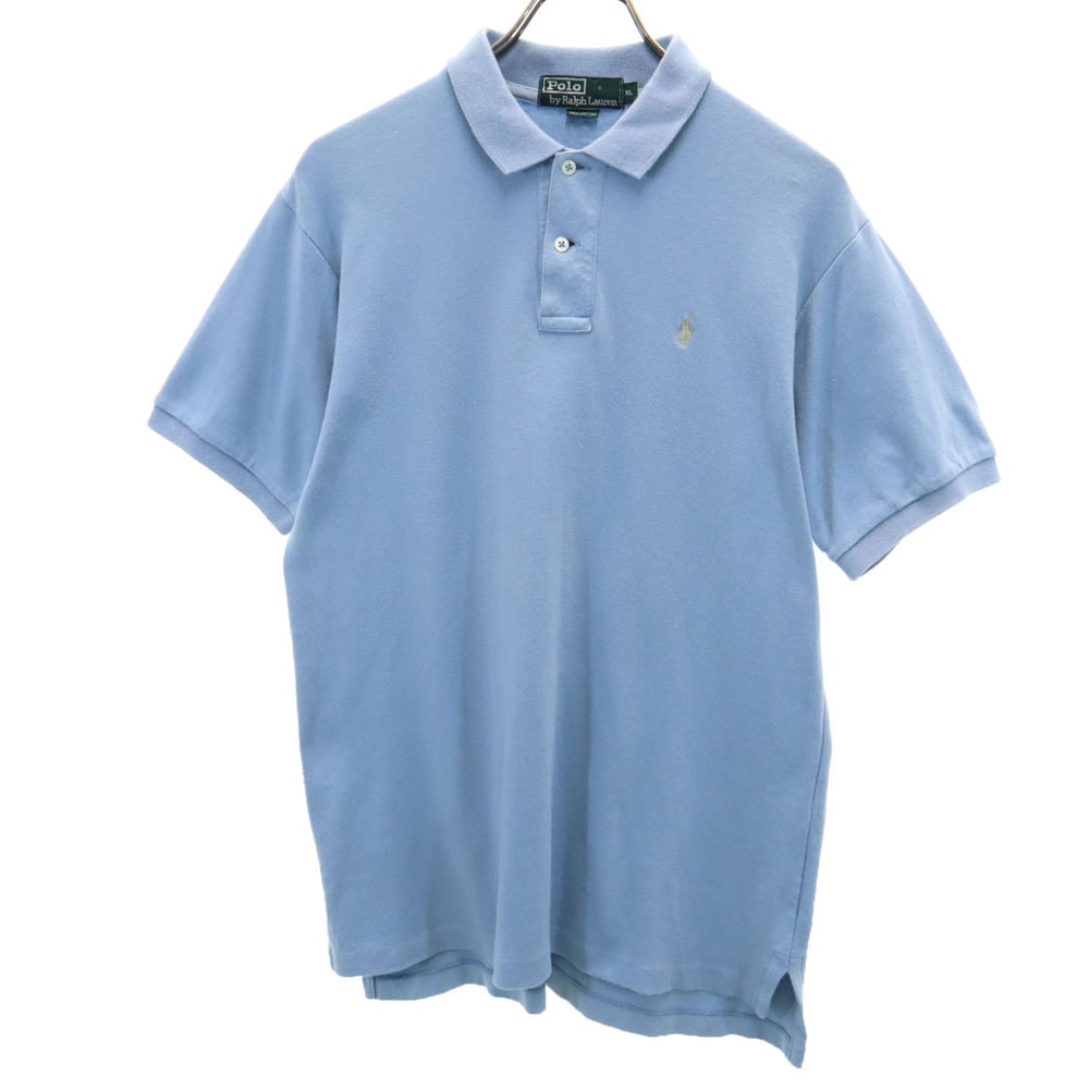 Polo by Ralph Lauren ポロバイラルフローレン 80s 緑タグ ヴィンテージ ボーイズ規格 半袖 ハーフボタン Tシャツ XL ブルー系