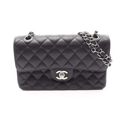 シャネル CHANEL マトラッセ Wフラップ ショルダーバッグ バッグ キャビアスキン(グレインドカーフ) レディース ブラック系 【中古】