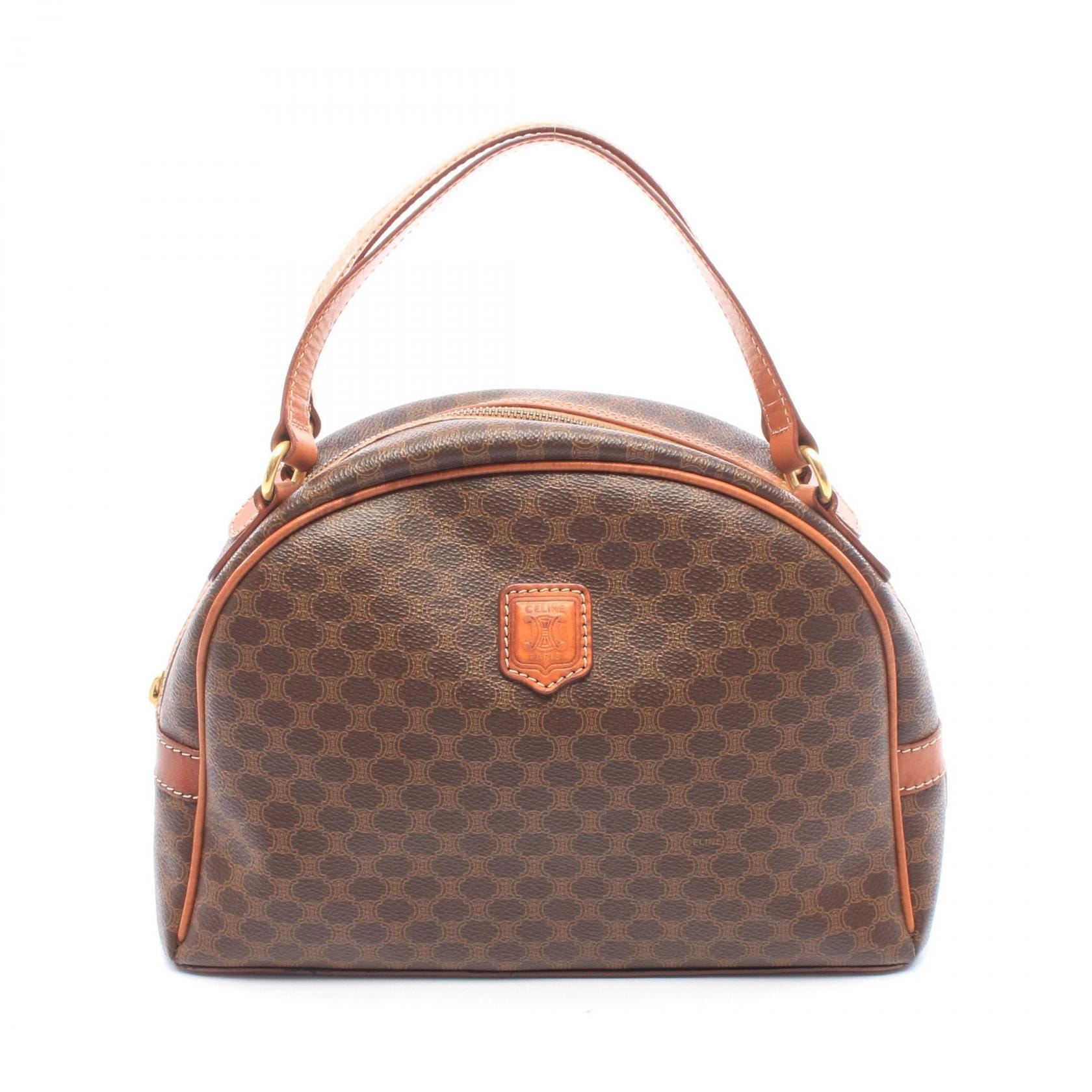 セリーヌ CELINE マカダム ハンドバッグ バッグ PVCコーティングキャンバス レザー レディース ブラウン系 【中古】