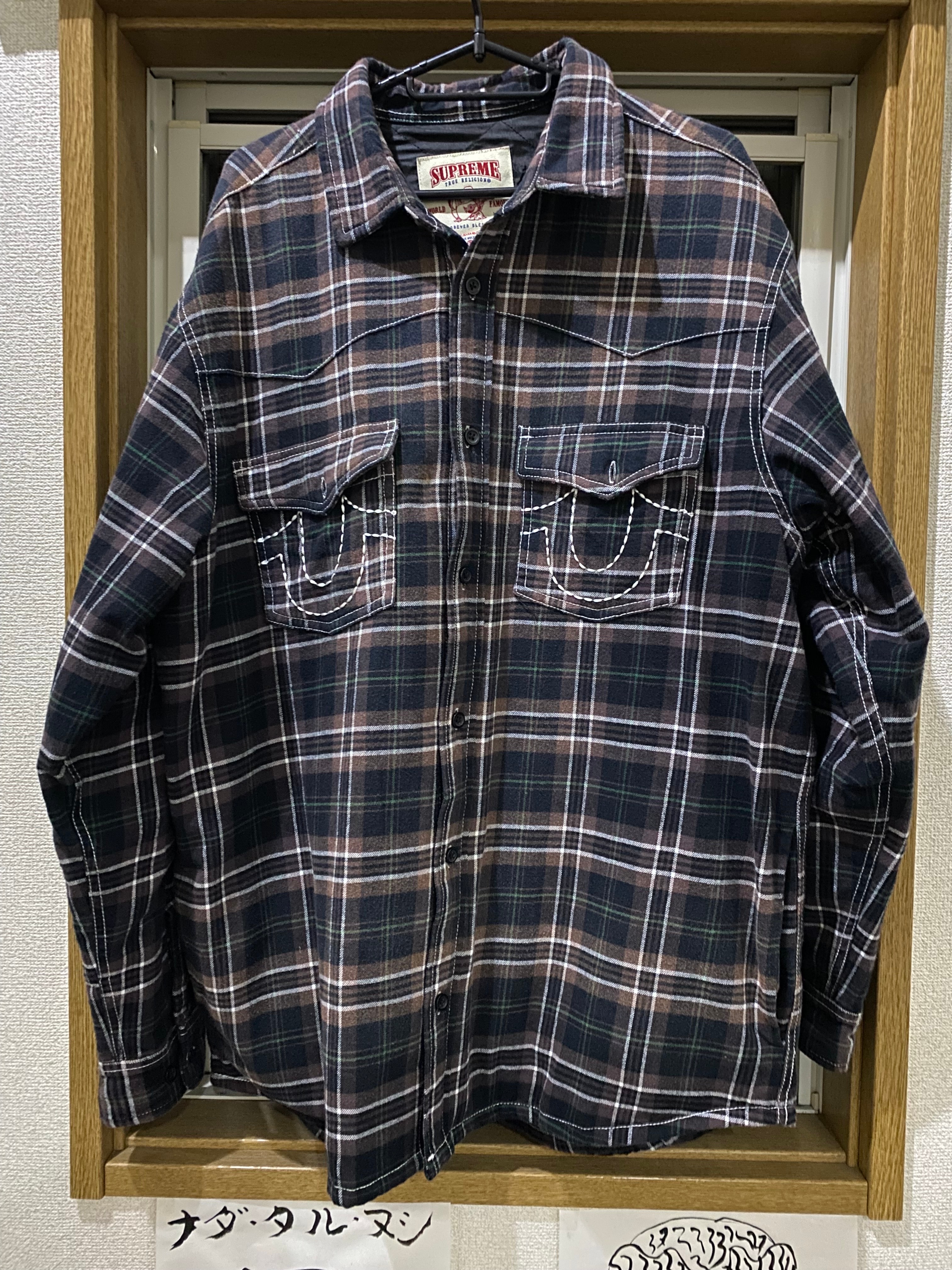 Supreme x True Religion Quilted Lined Plaid Flannel Shirt "Black"
