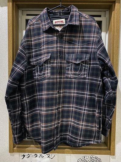 Supreme x True Religion Quilted Lined Plaid Flannel Shirt "Black"