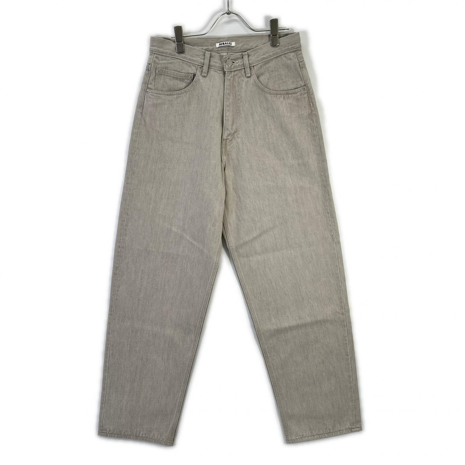 オーラリー 26SS A26SP02BD グレー FADED HARD TWIST BROWN DENIM WIDE PANTS 28