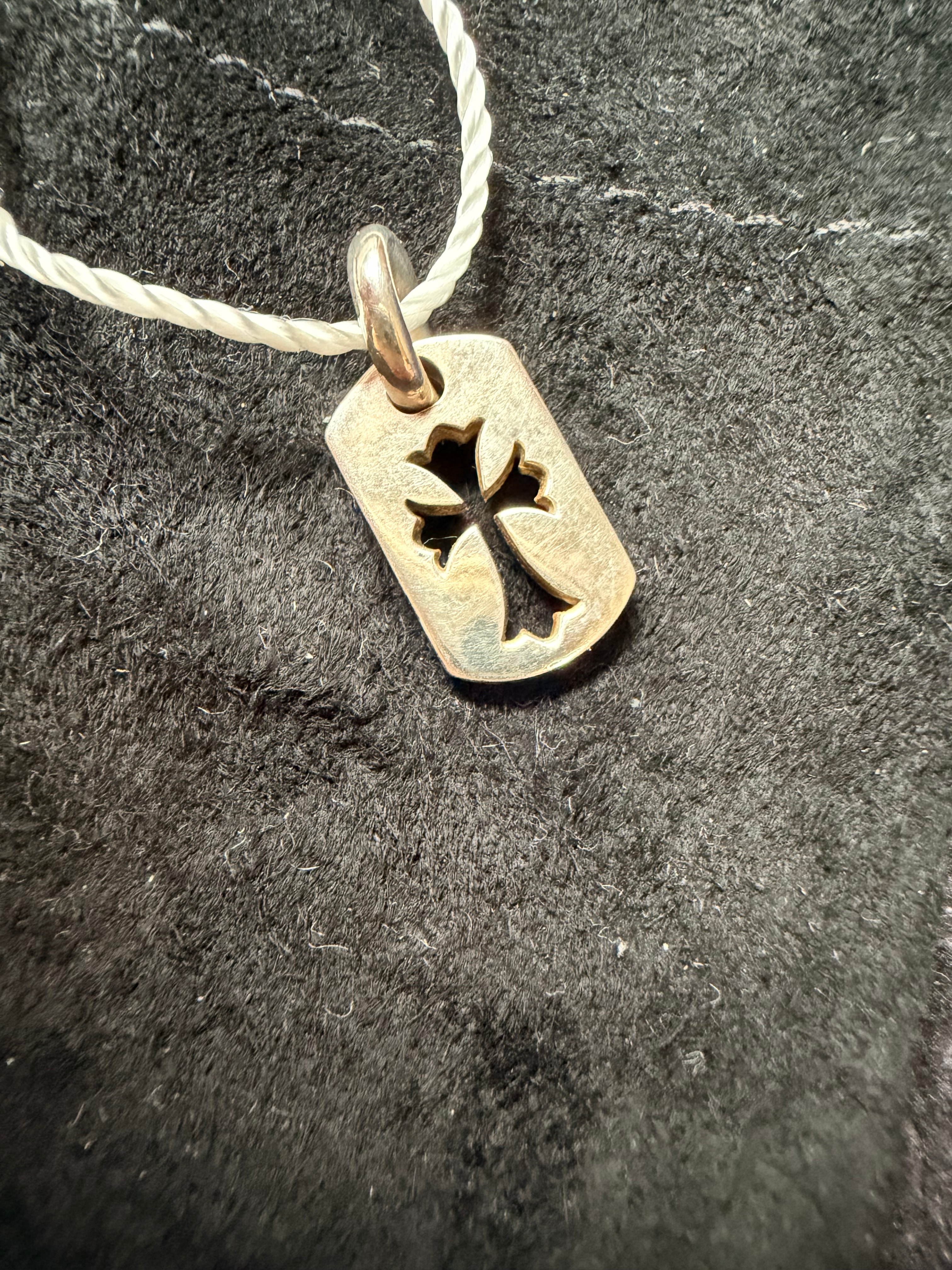 Chrome Hearts Tiny Cutout Cross Dog Tag Charm "Silver"