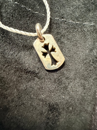 Chrome Hearts Tiny Cutout Cross Dog Tag Charm "Silver"