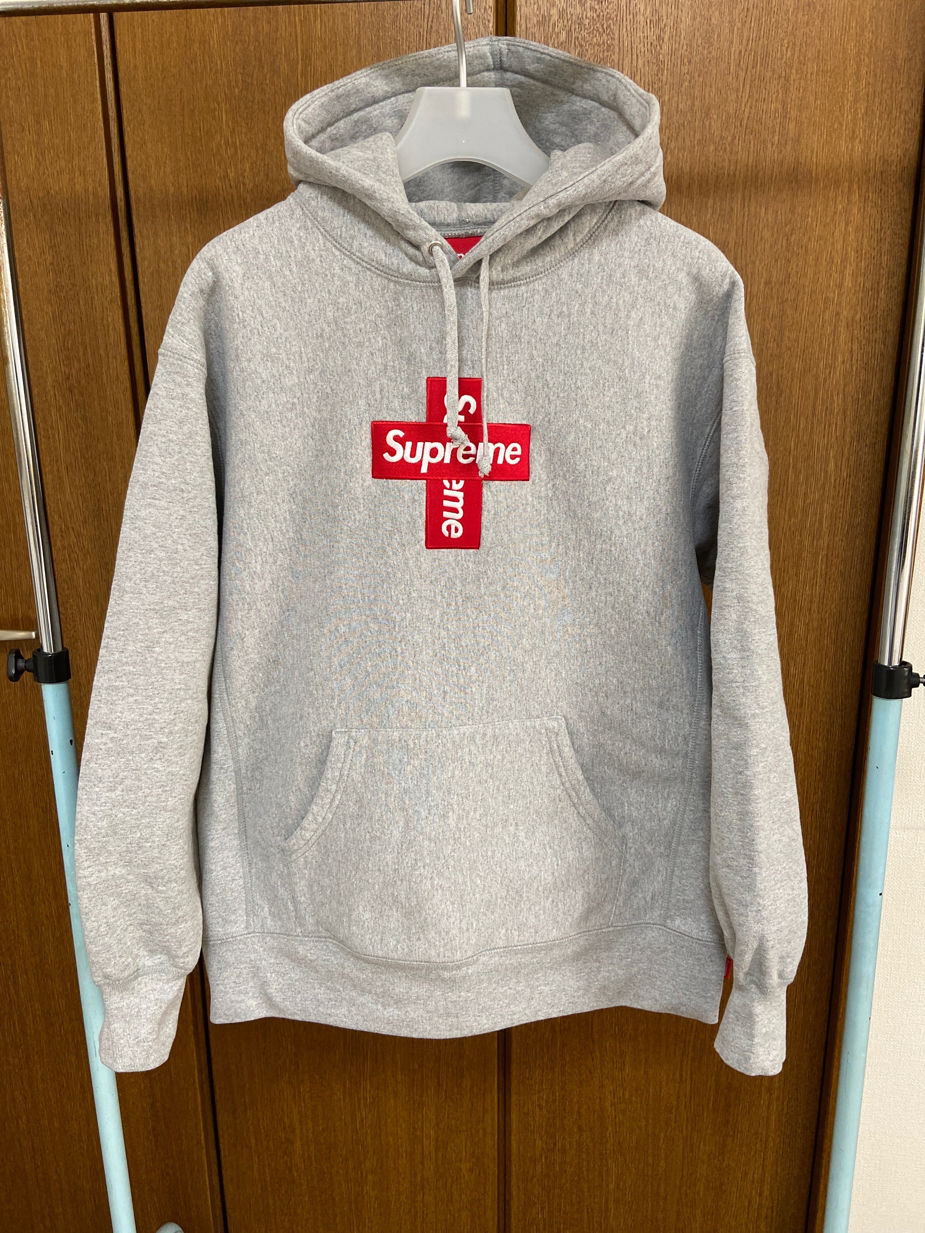 Supreme Cross Box Logo Hooded Sweatshirt "Grey"