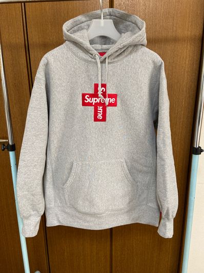 Supreme Cross Box Logo Hooded Sweatshirt "Grey"