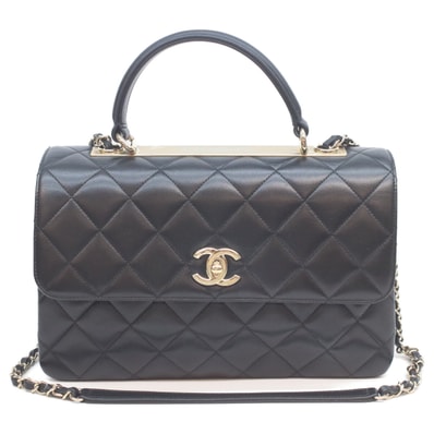 シャネル 30番 A69923 黒 ラム ゴールド金具 マトラッセ トレンディCC ラージ 2WAYバッグ