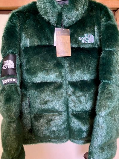 Supreme x The North Face Faux Fur Nuptse Jacket "Green"