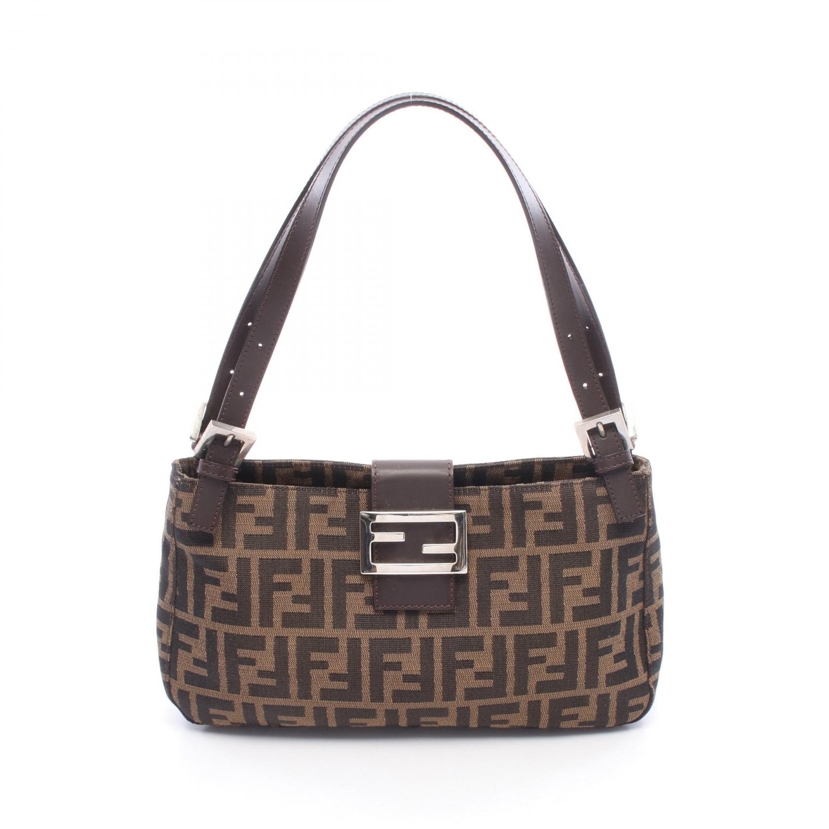フェンディ FENDI マンマバケット ズッカ ショルダーバッグ バッグ キャンバス レザー レディース ブラウン系 【中古】