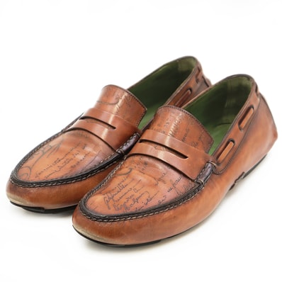 Berluti ベルルッティ ブーツ サイズ 6 1/2 メンズ カリグラフィ ドライビングシューズ レザー ヴィンテージライク ローファー シューズ 靴 シューツリー・袋付属 ブラウン 茶色