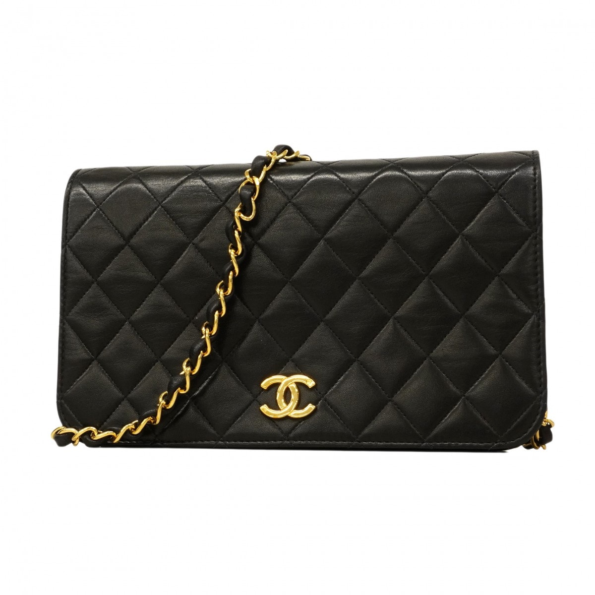 【6da0007-k】シャネル ショルダーバッグ マトラッセ チェーンショルダー ラムスキン ブラック ゴールド金具【中古】レディース