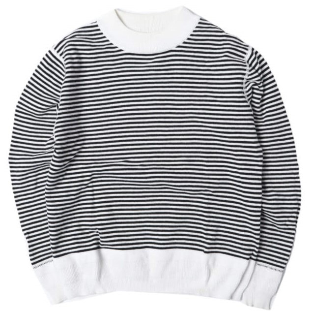 BEAMS BOY ビームスボーイ 12ゲージ ロシアンボーダー クルーネックニット 13-15-0283-654 ONE SIZE BLACK/WHITE セーター プルオーバー トップス g27631