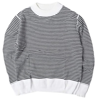 BEAMS BOY ビームスボーイ 12ゲージ ロシアンボーダー クルーネックニット 13-15-0283-654 ONE SIZE BLACK/WHITE セーター プルオーバー トップス g27631