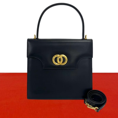 CELINE セリーヌ サークルロゴ 金具 レザー ショルダーバッグ ネイビー
267-2