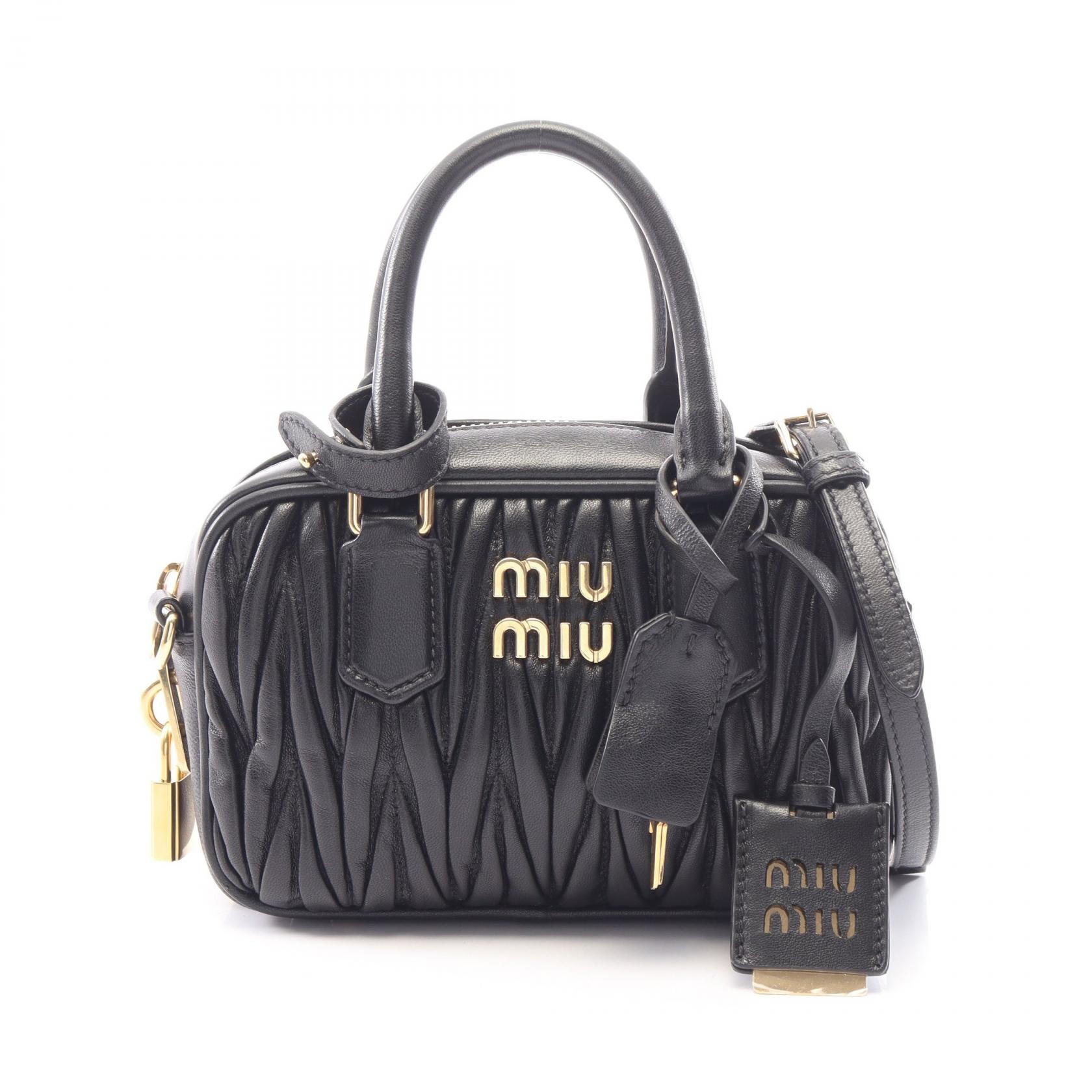 ミュウ ミュウ Miu Miu MATELASSE マテラッセ 2WAY ハンドバッグ バッグ レザー レディース ブラック系 5BB123 【中古】