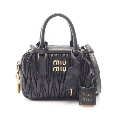 ミュウ ミュウ Miu Miu MATELASSE マテラッセ 2WAY ハンドバッグ バッグ レザー レディース ブラック系 5BB123 【中古】