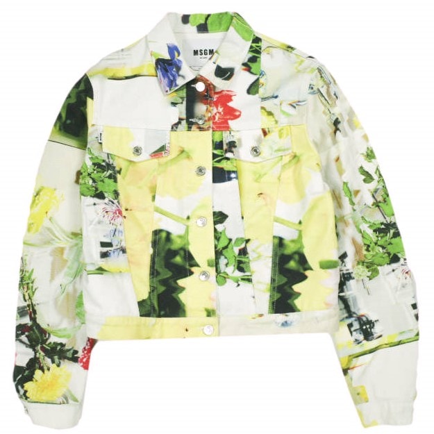 MSGM エムエスジーエム イタリア製 フラワープリントデニムジャケット 3142MDH145 40 WHITE Gジャン 3rd 定価75,900円 アウター g26267
