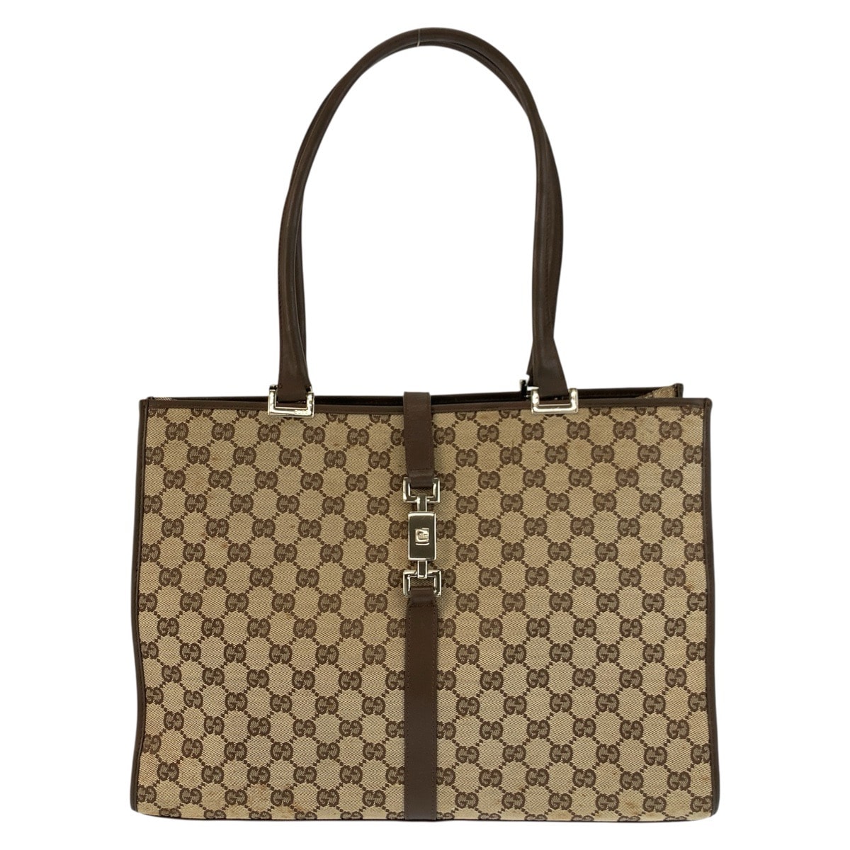 GUCCI グッチ ジャッキー ブラウン ベージュ シルバー金具 GGキャンバス レザー/ トートバッグ ショルダーバッグ 604223 【中古】