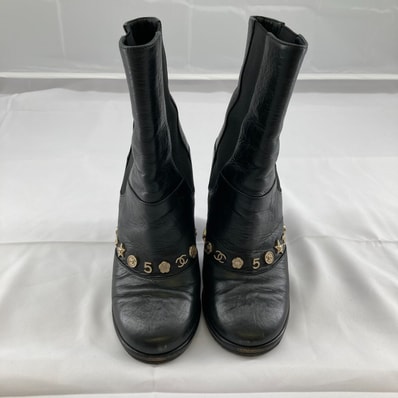 CHANEL(シャネル)サイドゴアブーティ レザーブーツ #35C ブラック