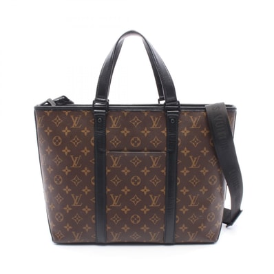 ルイ・ヴィトン LOUIS VUITTON ウィークエンドトート PM トートバッグ バッグ PVCコーティングキャンバス レザー モノグラム・マカサー メンズ レディース ブラウン系 / ブラック系 M45734 【中古】