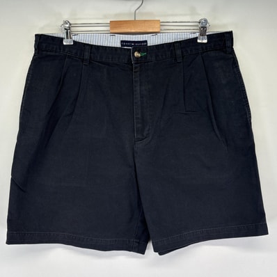 古着 トミーヒルフィガー TOMMY HILFIGER ショートパンツ チノパン 半ズボン ハーフパンツ 短パン ワンポイントロゴ w38 ブラック メンズ