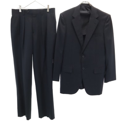 BURBERRY LONDON バーバリーロンドン 日本製 ストライプ柄 スーツ 上下セットアップ A6/A5 ブラック 三陽商会