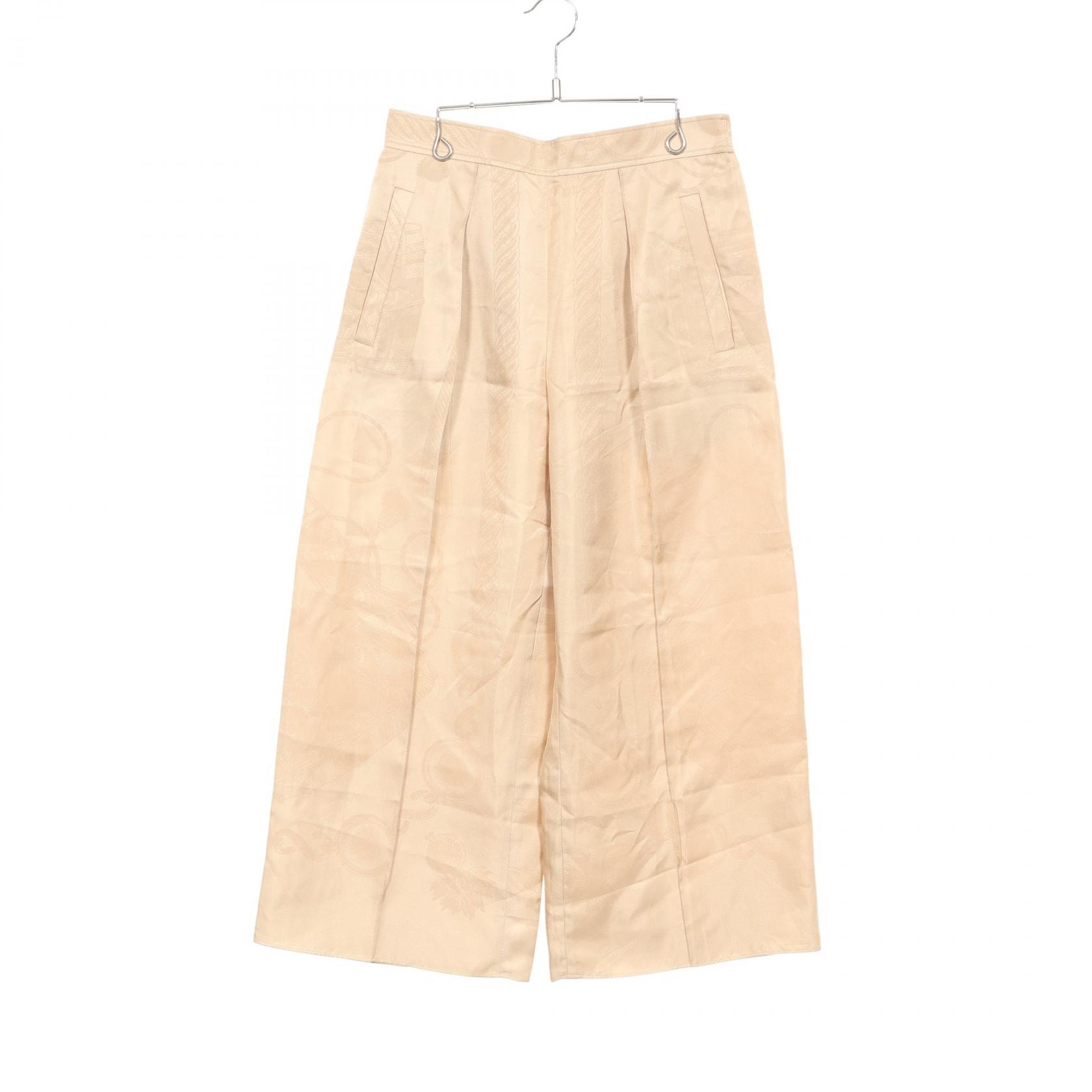 エルメス HERMES センタープレス パンツ 衣料品 ボトムス シルク シルク レディース ベージュ系 【中古】