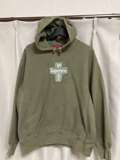 Supreme Cross Box Logo Hooded Sweatshirt "Light Olive"