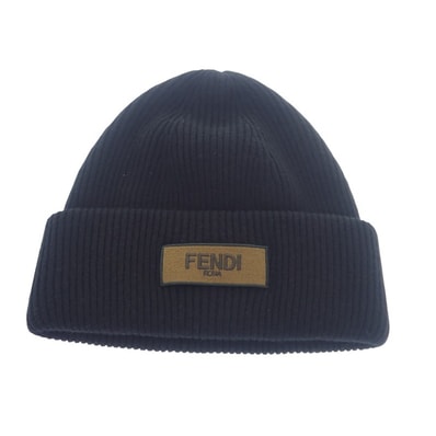 フェンディ ウール ビーニー ニットキャップ ブラック【中古】【Aランク】
