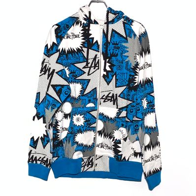 Pop Shout Full Zip Hoodie Blue x White