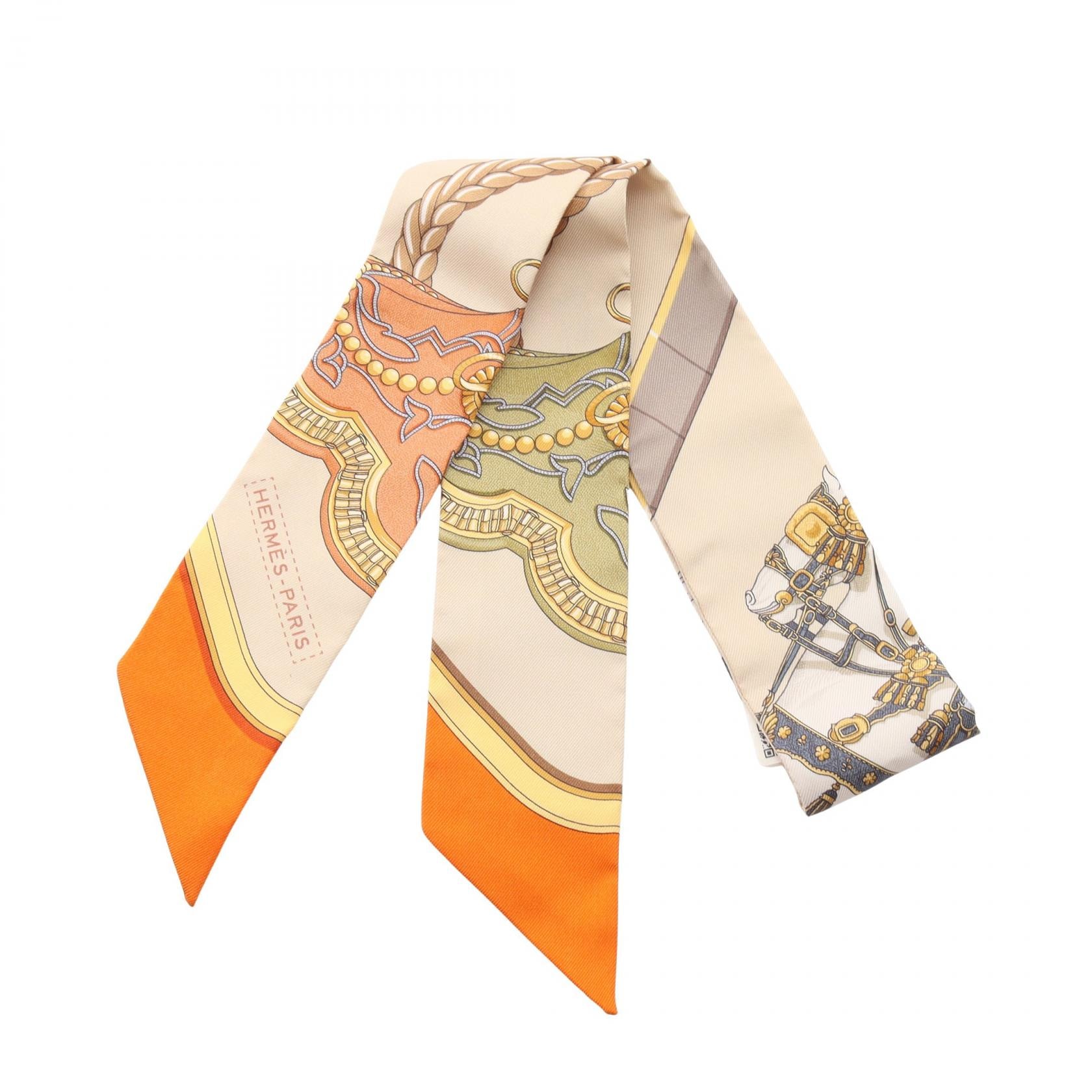 エルメス HERMES ツイリー GRAND APPARAT スカーフ 衣料品 シルク シルク ベージュ レディース ベージュ系 / オレンジ系 / マルチカラー 【中古】