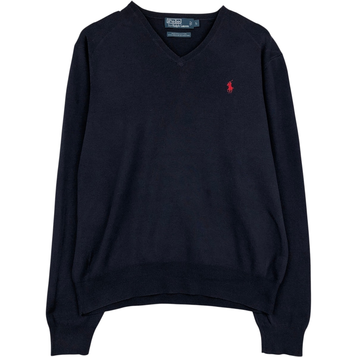 古着 ラルフローレン Ralph Lauren POLO by Ralph Lauren Vネック ピマコットンニットセーター メンズL相当/eaa617959