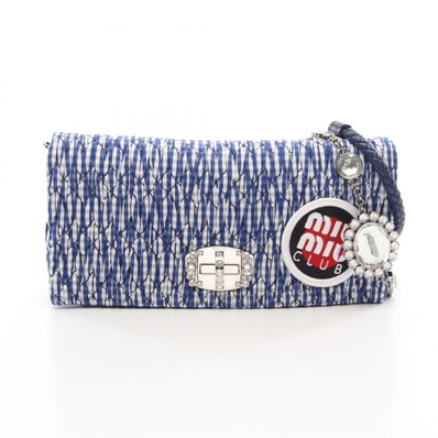 ミュウ ミュウ Miu Miu マテラッセ 2WAY ショルダーバッグ バッグ コットン レザー レディース ブルー系 / ホワイト系 5BD233 【中古】