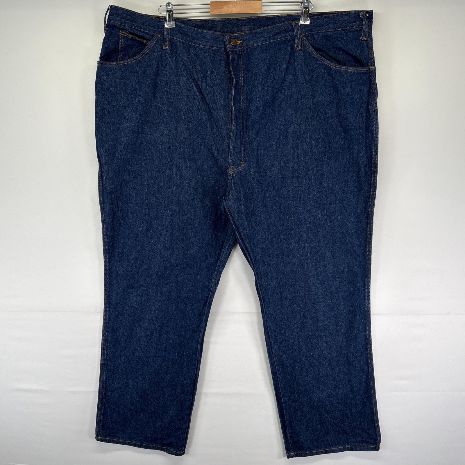古着 ディッキーズ Dickies デニムパンツ ストレート 特大 作業着 ワンポイントロゴ 大きいサイズ w50 L30  ブルー メンズ