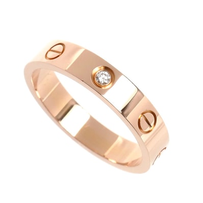 CARTIER カルティエ K18PG ピンクゴールド ミニラブ 1Pダイヤ リング・指輪 B4050755 ダイヤモンド 15号 55 4.8g レディース【中古】【美品】
