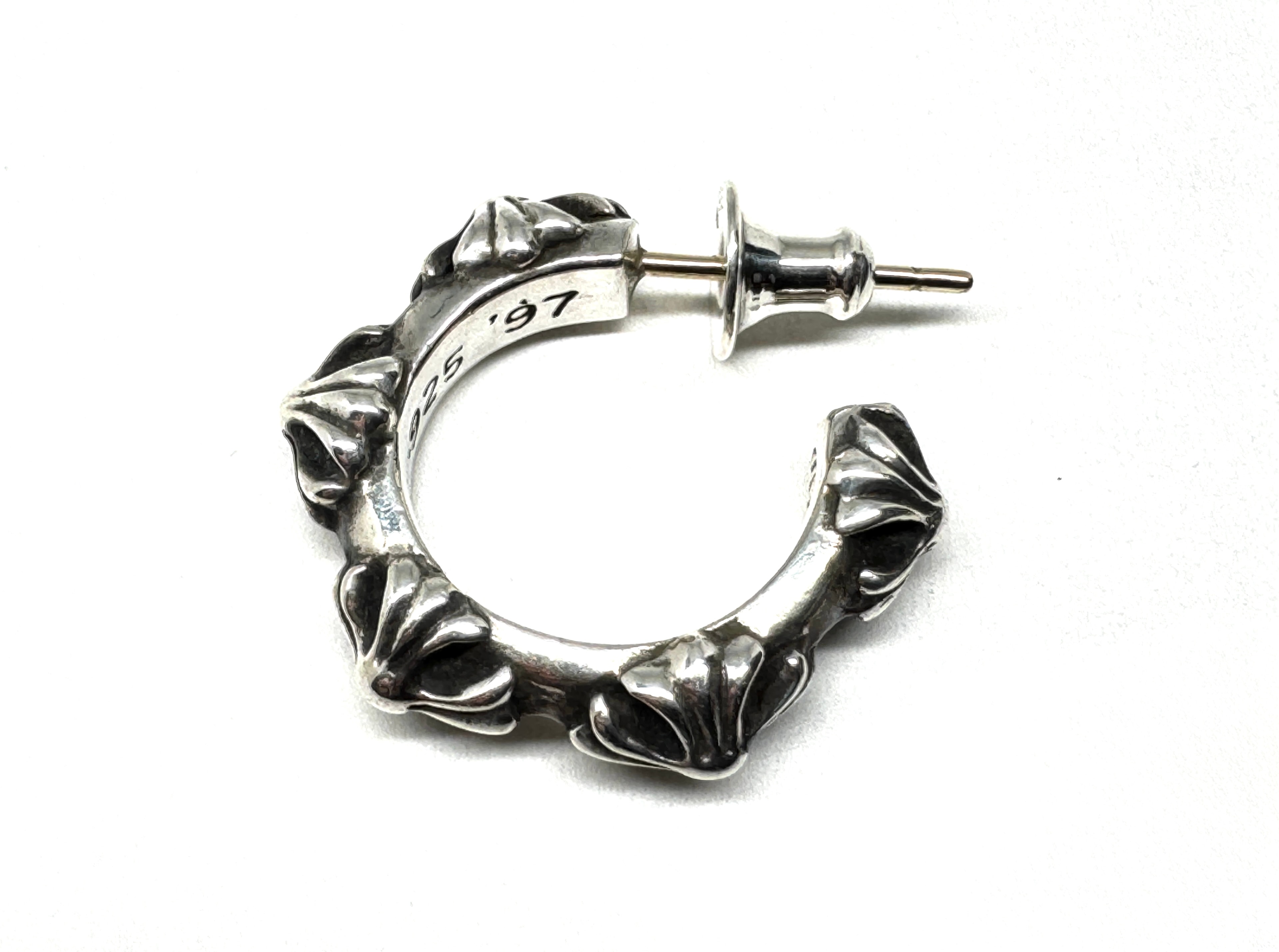 Chrome Hearts Cross Band Hoop Earrings Small "Silver"