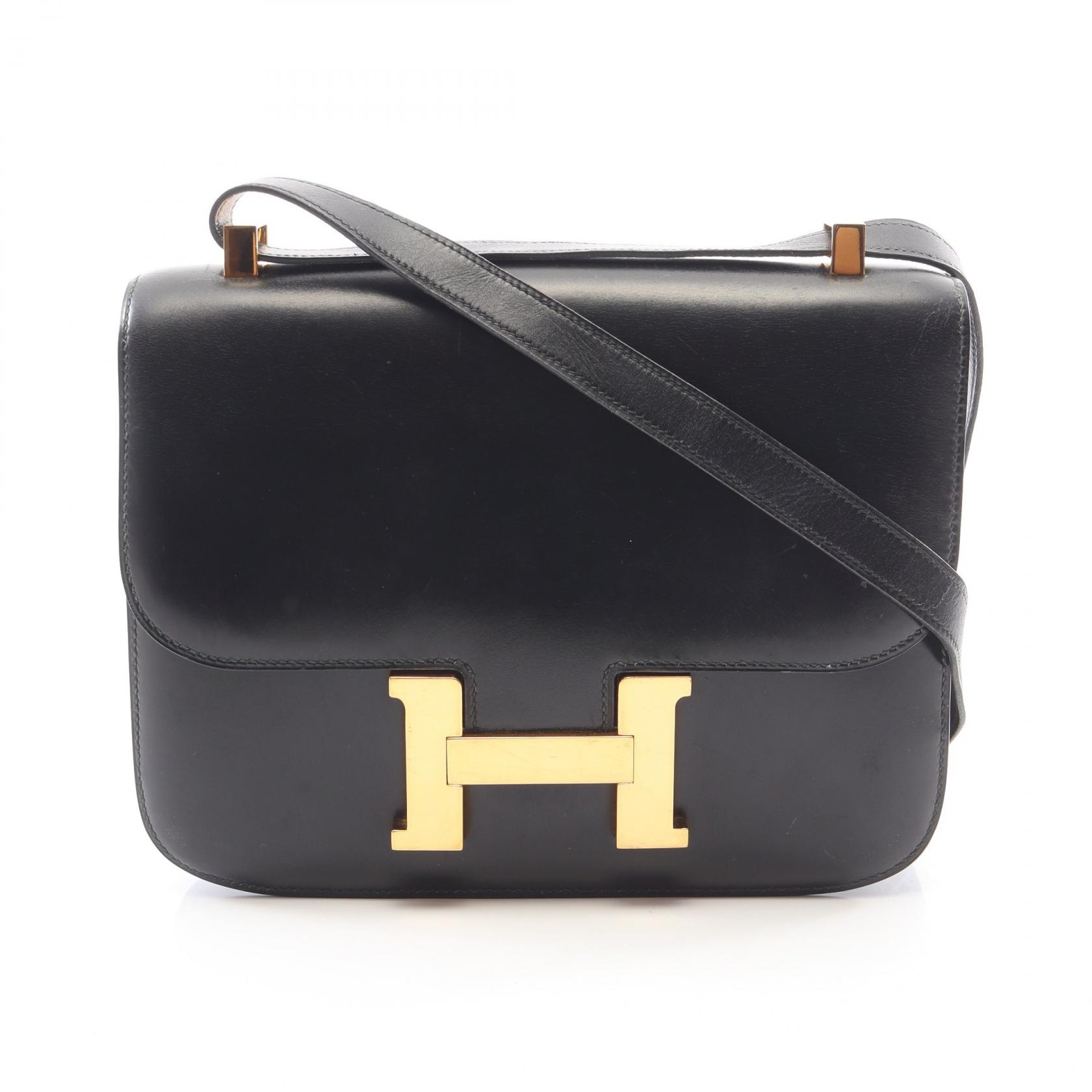 エルメス HERMES コンスタンス23 ショルダーバッグ バッグ カーフ(牛革) ボックスカーフ ○J刻印(1980年製造) レディース ブラック系 【中古】