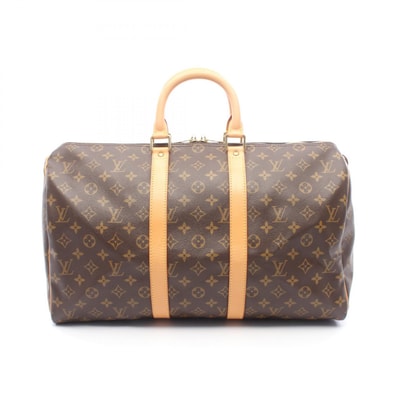 ルイ・ヴィトン LOUIS VUITTON キーポル45 ボストンバッグ バッグ PVCコーティングキャンバス レザー モノグラム メンズ レディース ブラウン系 M41428 【中古】