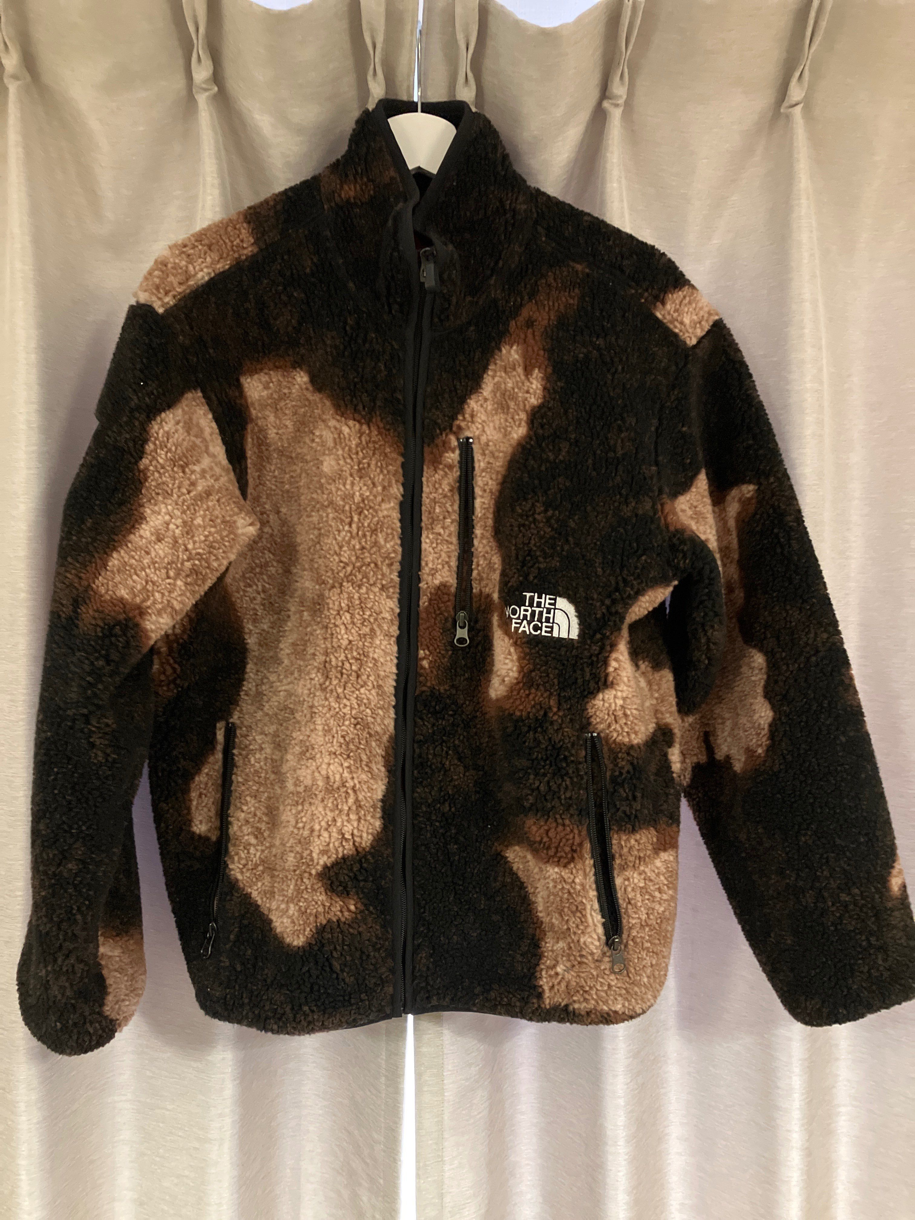 Supreme x The North Face Bleached Denim Print Fleece Jacket "Black"