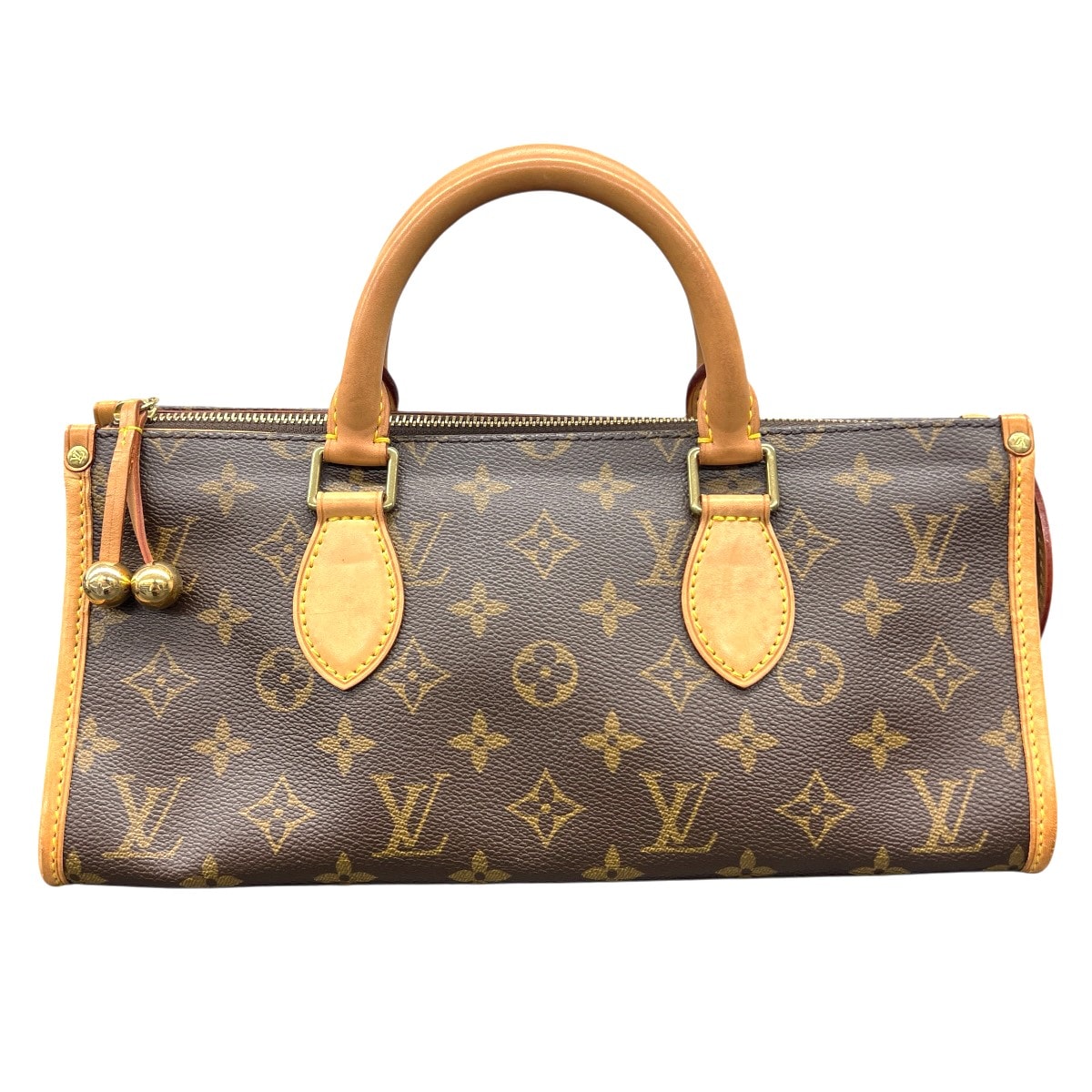 LOUIS VUITTON 美品 ルイヴィトン ポパンクール モノグラム ハンドバッグ ミニボストン M40009 PVC レザー ヌメ革 VI1005 ブラウン ベージュ Y2K ヴィンテージ LV ABランク 中古 鑑定済 ヴィトンバッグ