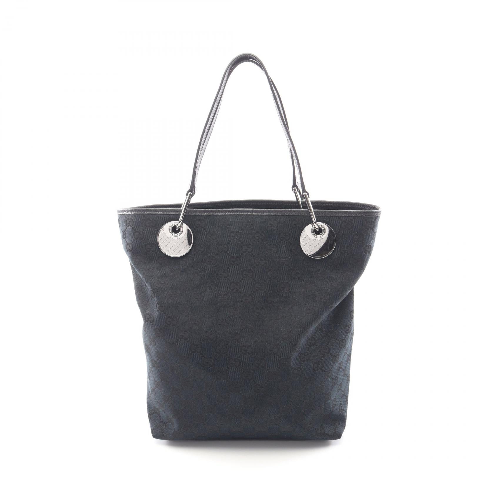 グッチ GUCCI GGキャンバス トートバッグ バッグ キャンバス レザー レディース ブラック系 120836 【中古】