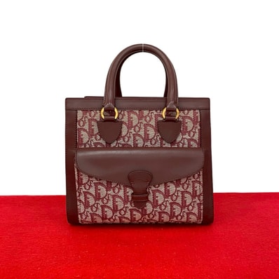 Christian Dior ディオール トロッター 柄 キャンバス レザー ハンドバッグ ワインレッド
27780